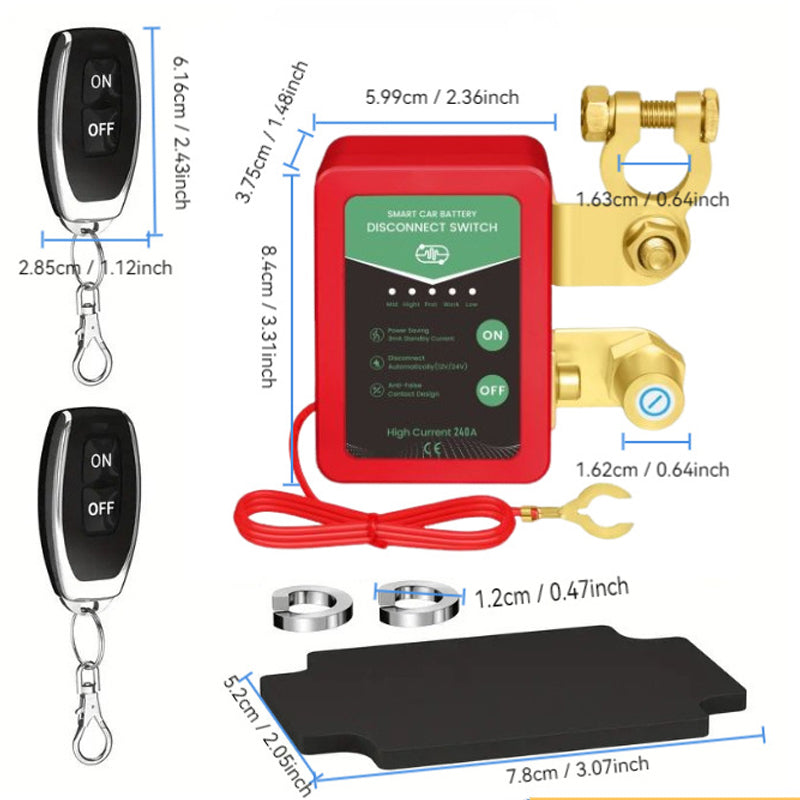 🚗⚡Дистанционно управляван прекъсвач за изключване на автомобилния акумулатор 12V/24V🔋