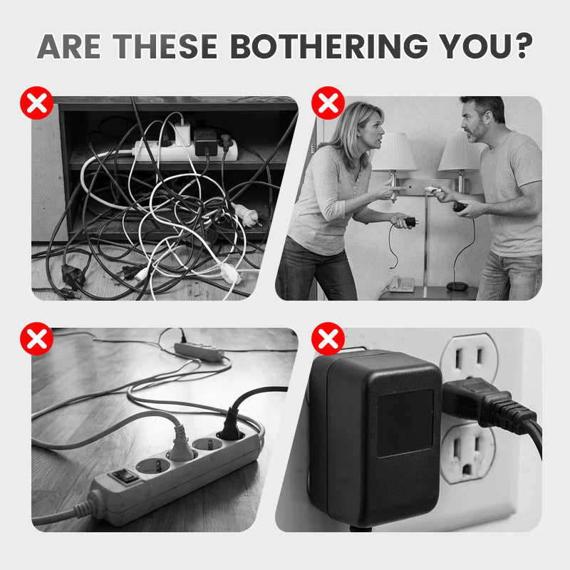 ⚡Интелигентен захранващ кабел с USB портове (EU щепсел)