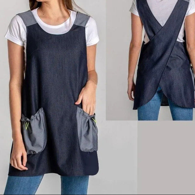 🔥Дамска престилка с кръстосани презрамки и пристягане