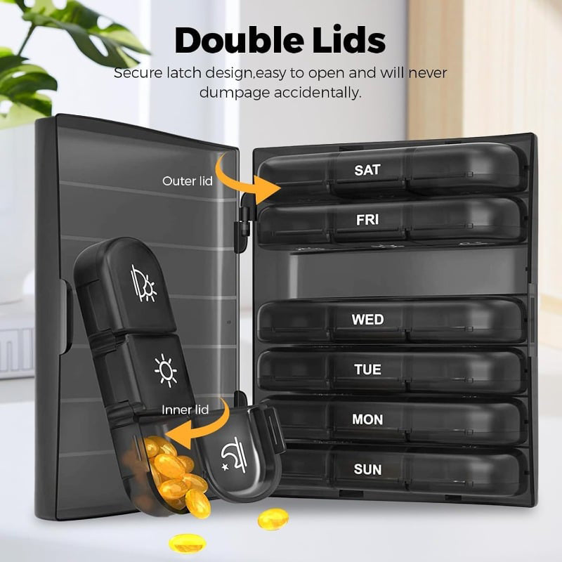 🧳 7-дневен калъф за хапчета – лек с подвижни отделения