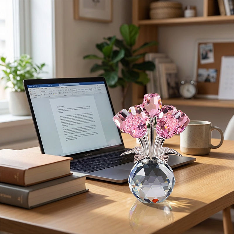 💖Вечна кристална фигурка на роза във ваза