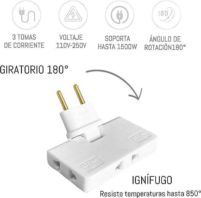 180° въртящ се тройник (европейски стандартен щепсел)
