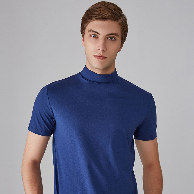 Мъжка тениска Slim Fit с висока яка