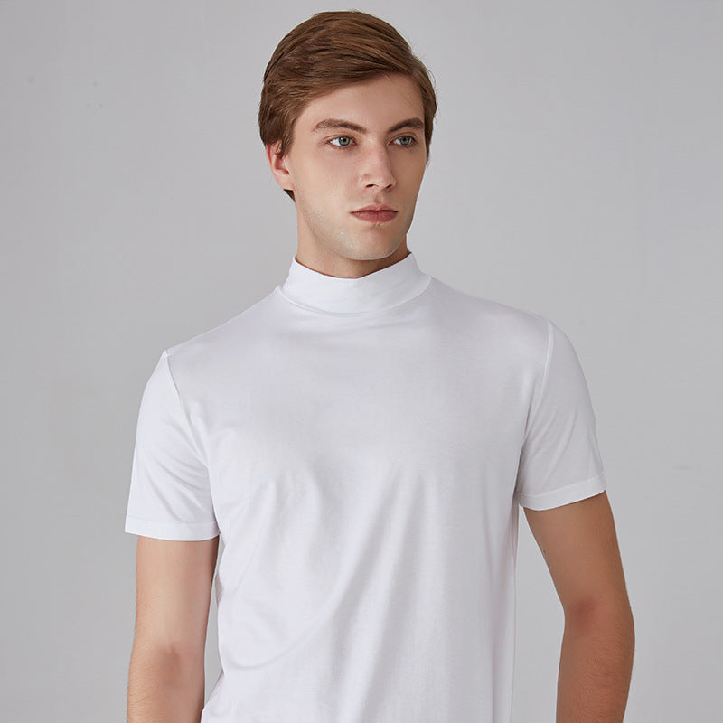 Мъжка тениска Slim Fit с висока яка