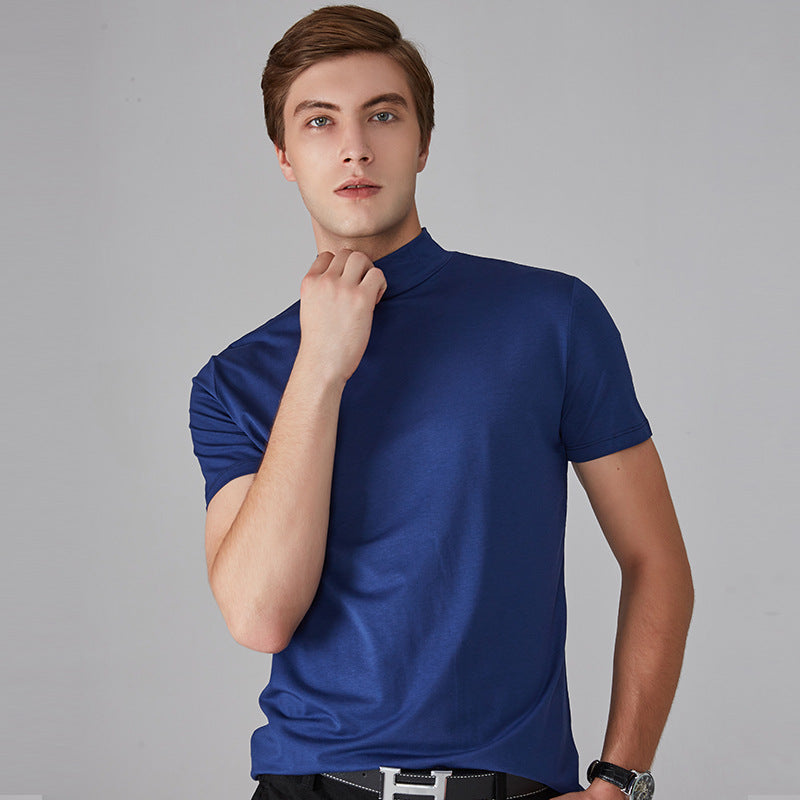 Мъжка тениска Slim Fit с висока яка