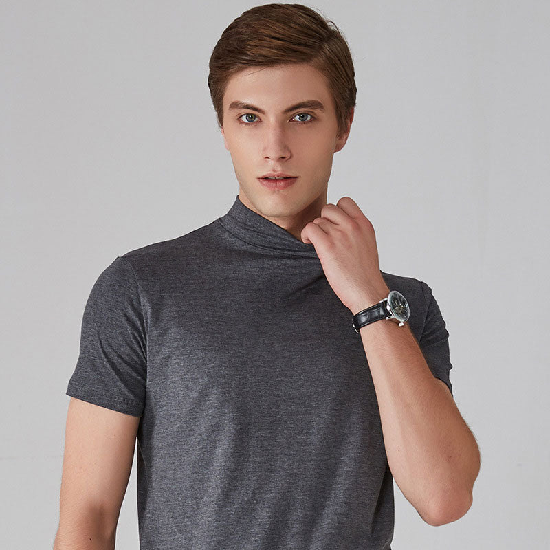Мъжка тениска Slim Fit с висока яка