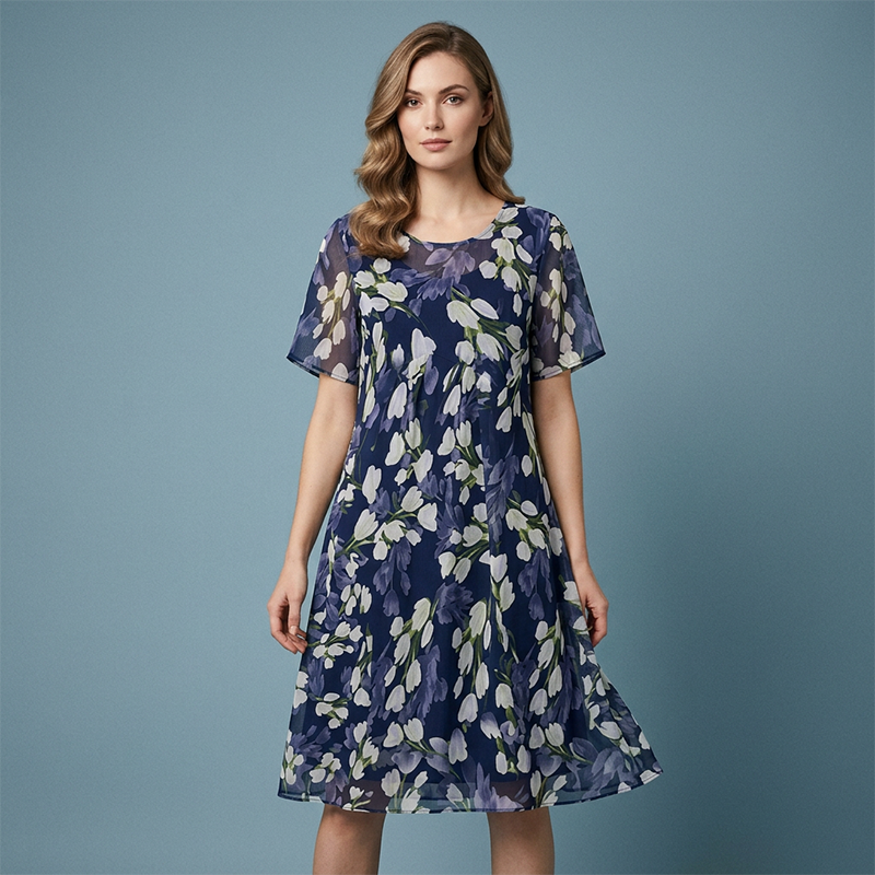 Дамска рокля за парти с А-силует и флорален мотив👗