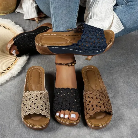 🌸 Lélegző, ortopédiai papucs nőknek nyitott orral, puha párnázással és boltozati támasztással | Egész napos kényelem, talpi fájdalomcsillapítás 👣✨