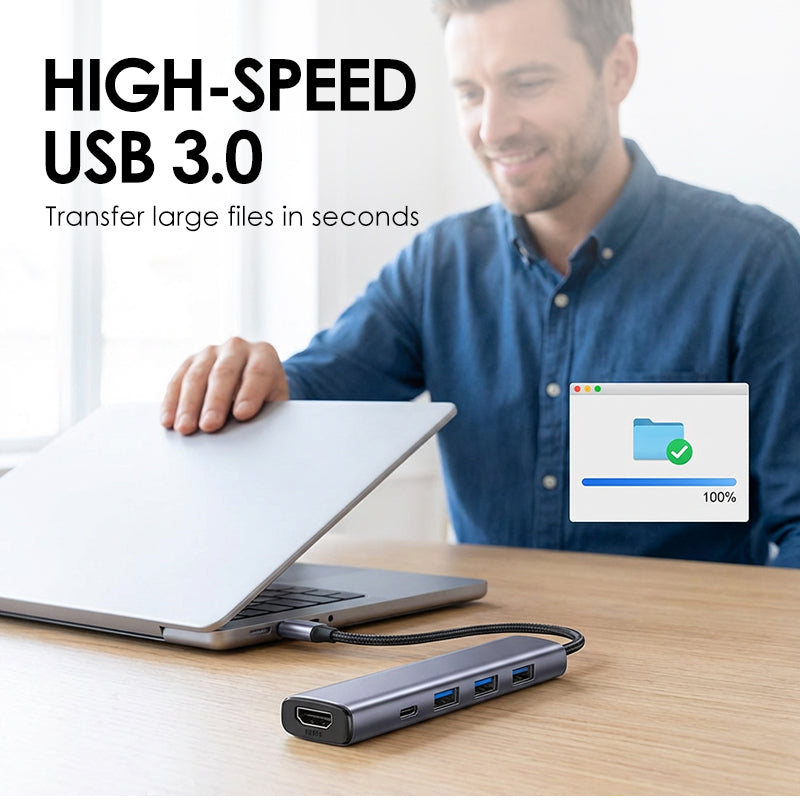 Преносим 5-в-1 USB-C хъб с 4K HDMI изход