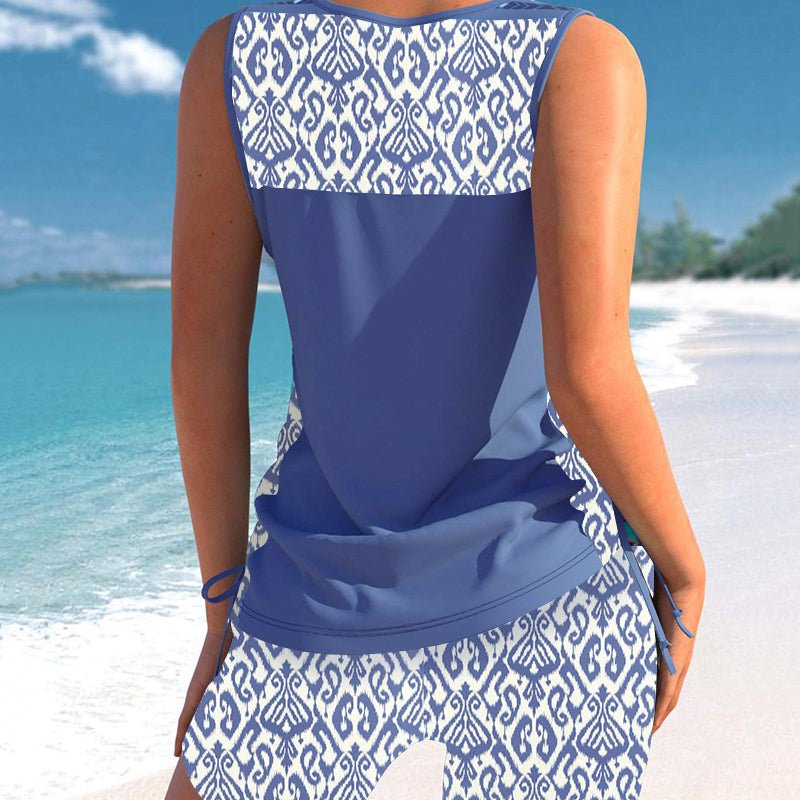 👙S-3XL🏖️Női, mintás, kétrészes tankini fürdőruha
