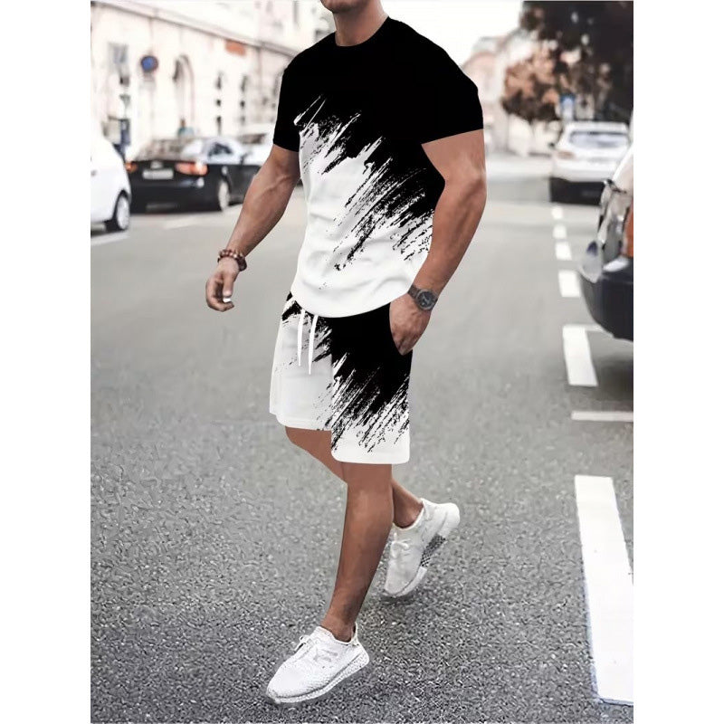 Tűnj ki a tömegből egy dinamikus 3D-s mintás férfi nyári dinamikus mintás szettben. Utánvétes fizetés! 🔥