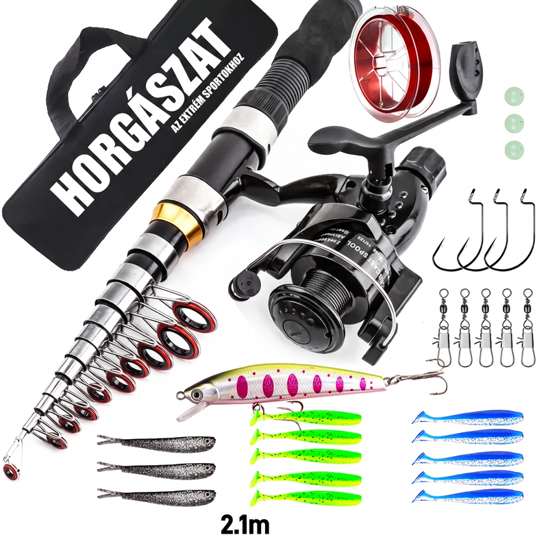 🎣 Teljes utazó horgászkészlet praktikus hordtáskával – minden egy csomagban a szabadidős horgászathoz 📦🦦